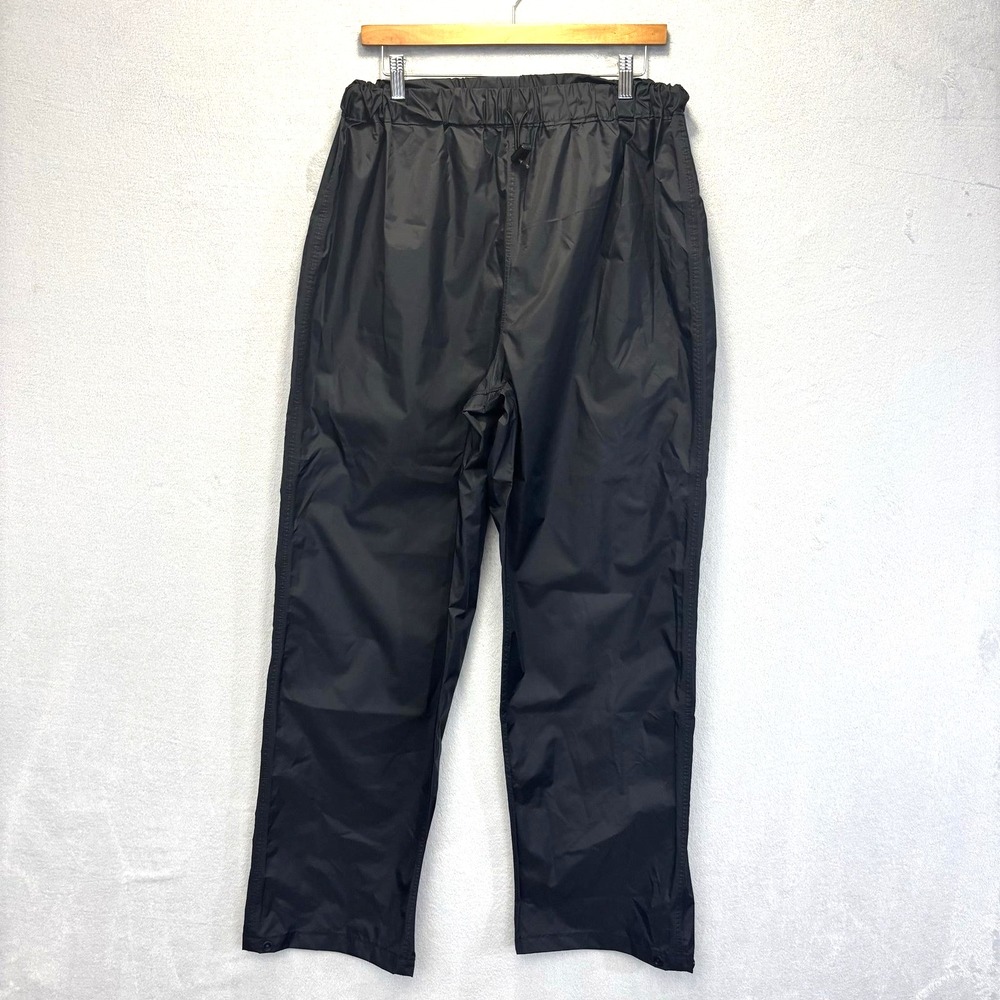 Mens Nylon Rain Pants Large L Black Waterproof Elastic Hiking Outdoor Red Ledge